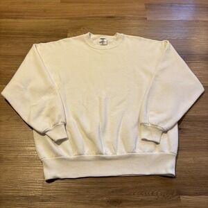 Vintage Jerzees Sweatshirt Mens XL Off-White Blank Crew Neck Fleece Made USA 90s